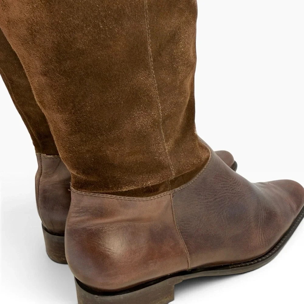 Eddie Bauer Brown Tall Equestrian Style Leather Footbed Suede Shaft Boots 8M